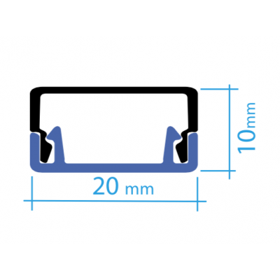 Canaleta PVC autoadhesiva  20*10mm en barra de 2m